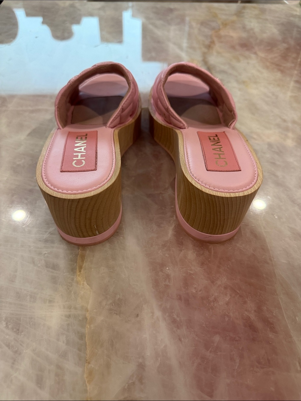 CHANEL Pink Quilted Slide Mules with Gold CC - Picture 3 of 6